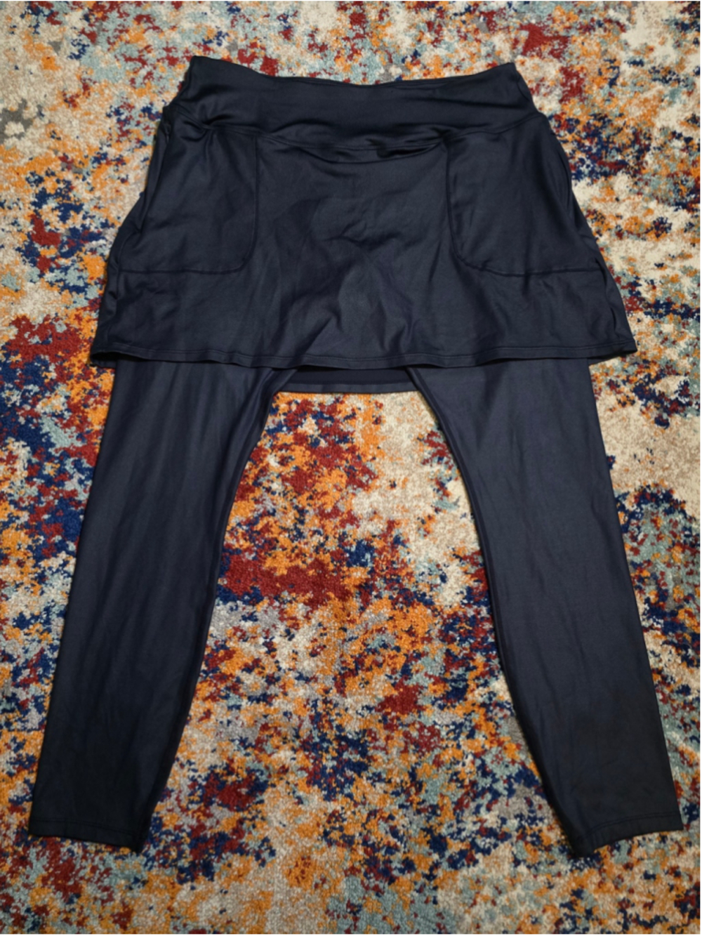 Renwick Sport Womens Large NWOT Navy Blue Skirted Leggings Golf Tennis Skegging